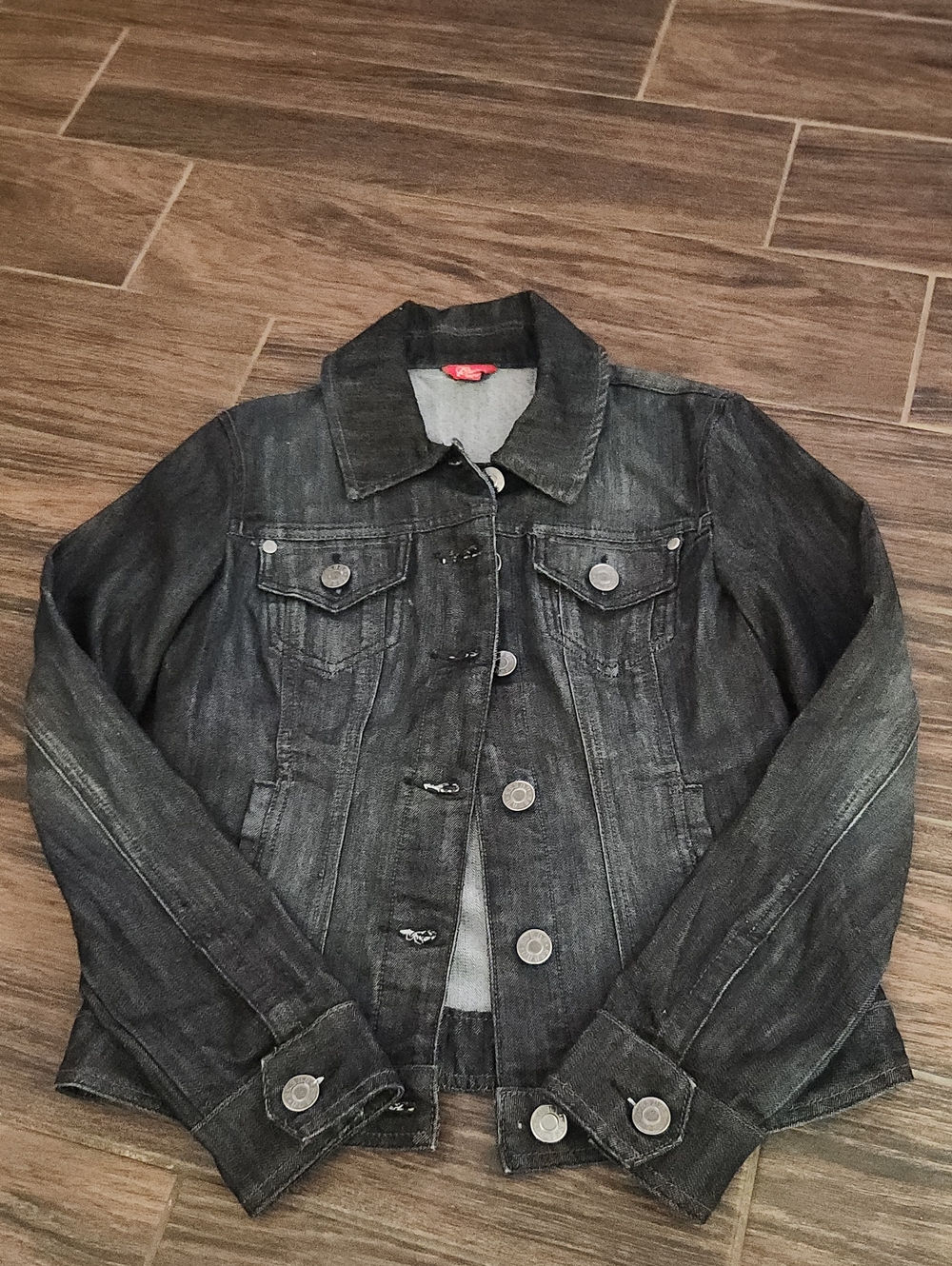 Guess Black Washed Denim Jean Jacket
